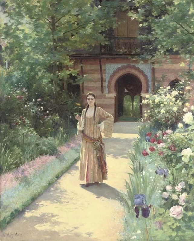 Ragazza in un giardino turco